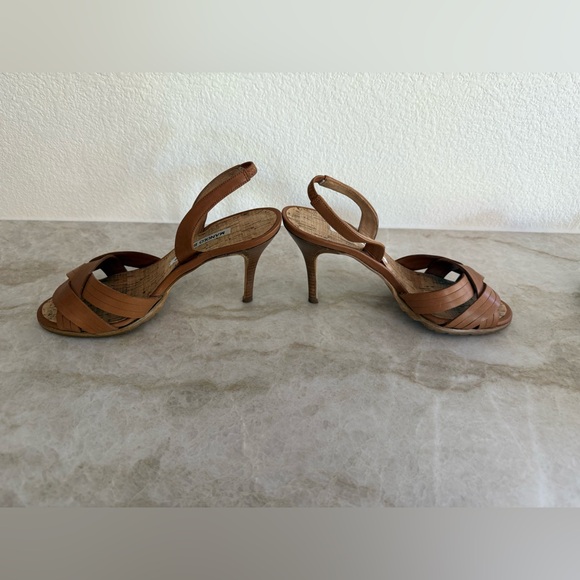 Manolo Blahnik Rancio Brown Leather Sandals Heels & Dust Bag Size 35 EU / 5 US - Picture 8 of 15